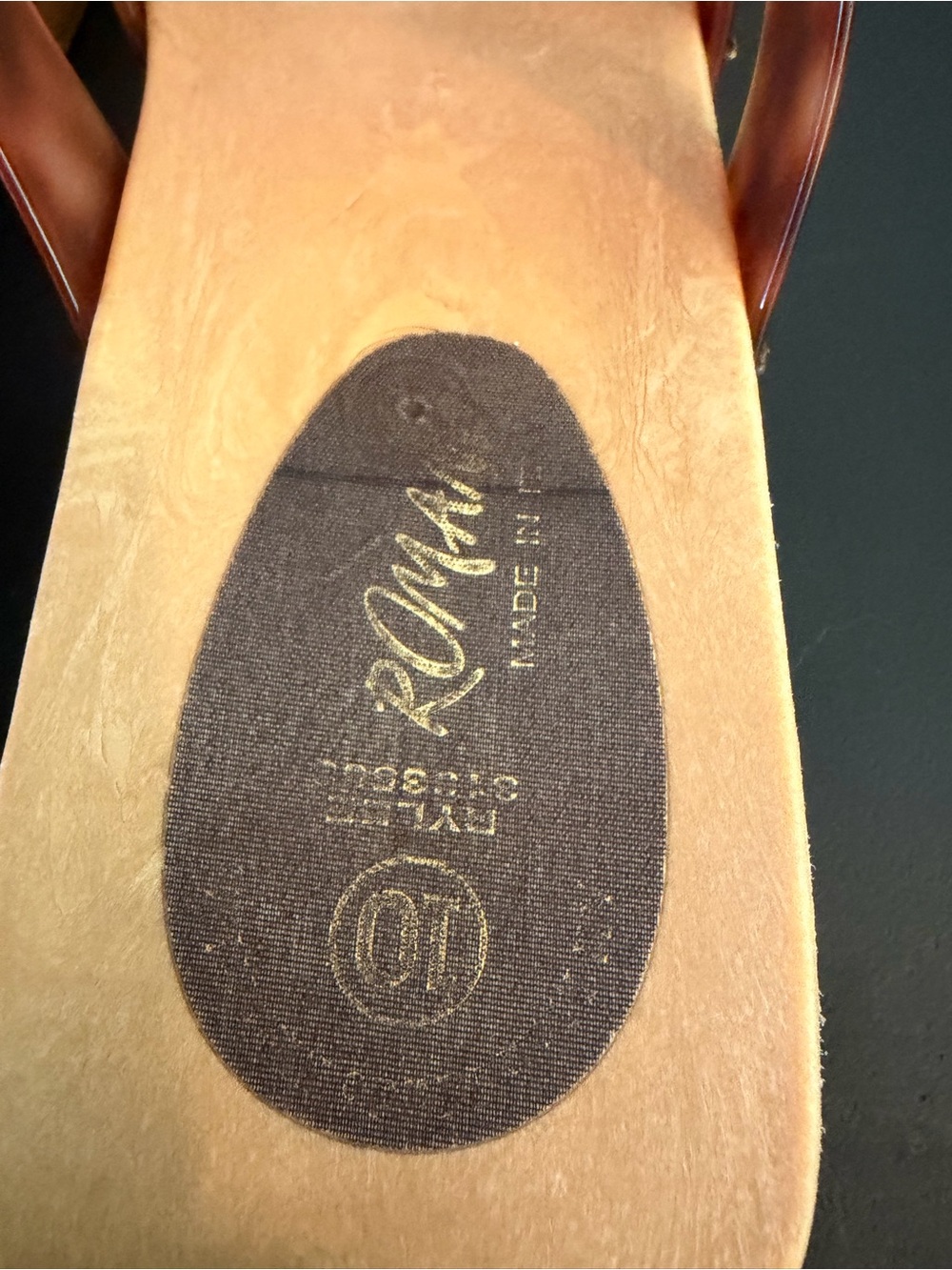 Vintage Italian made wooden slides with triple tortoiseshell Vinyl/Lucite Straps - Picture 4 of 6